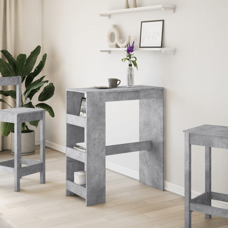 vidaXL betonszürke szerelt fa tárolórekeszes bárasztal 90x40x103,5 cm