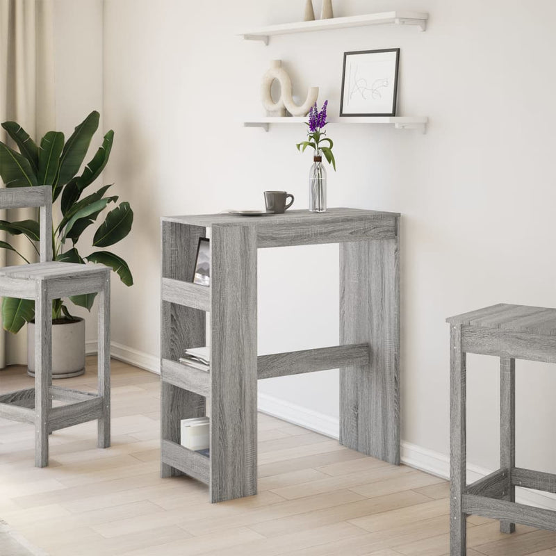 vidaXL szürke sonoma szerelt fa bárasztal tárolókkal 90x40x103,5 cm