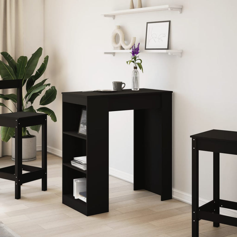 vidaXL fekete szerelt fa tárolórekeszes bárasztal 95 x 47 x 103,5 cm