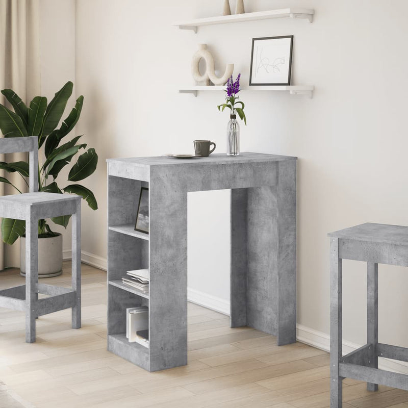 vidaXL betonszürke szerelt fa tárolórekeszes bárasztal 95x47x103,5 cm