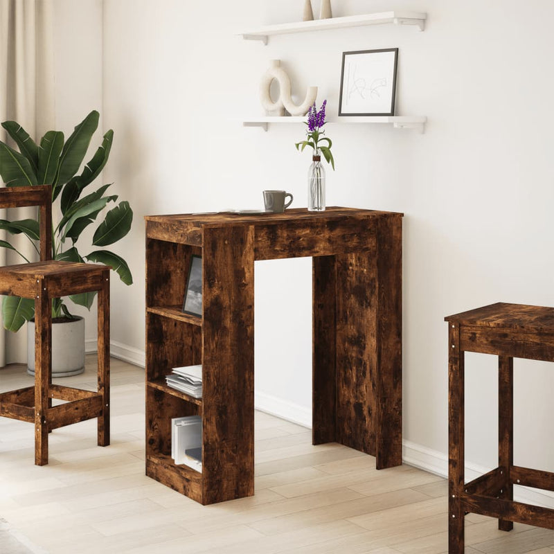 vidaXL füstös tölgy szerelt fa bárasztal tárolókkal 95 x 47 x 103,5 cm