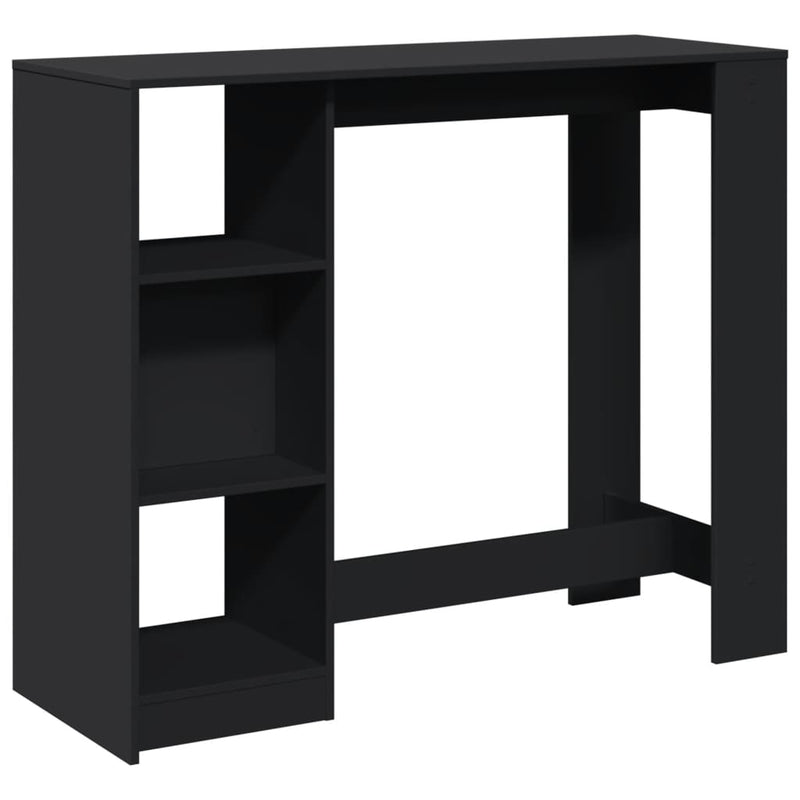 vidaXL fekete szerelt fa bárasztal polccal 124 x 46 x 103,5 cm