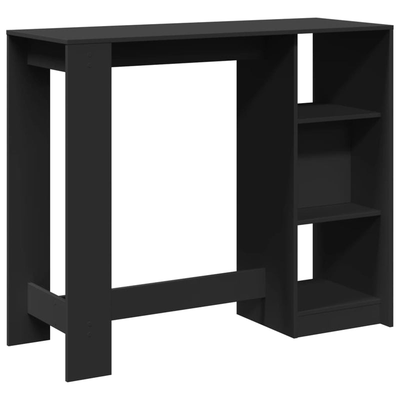 vidaXL fekete szerelt fa bárasztal polccal 124 x 46 x 103,5 cm