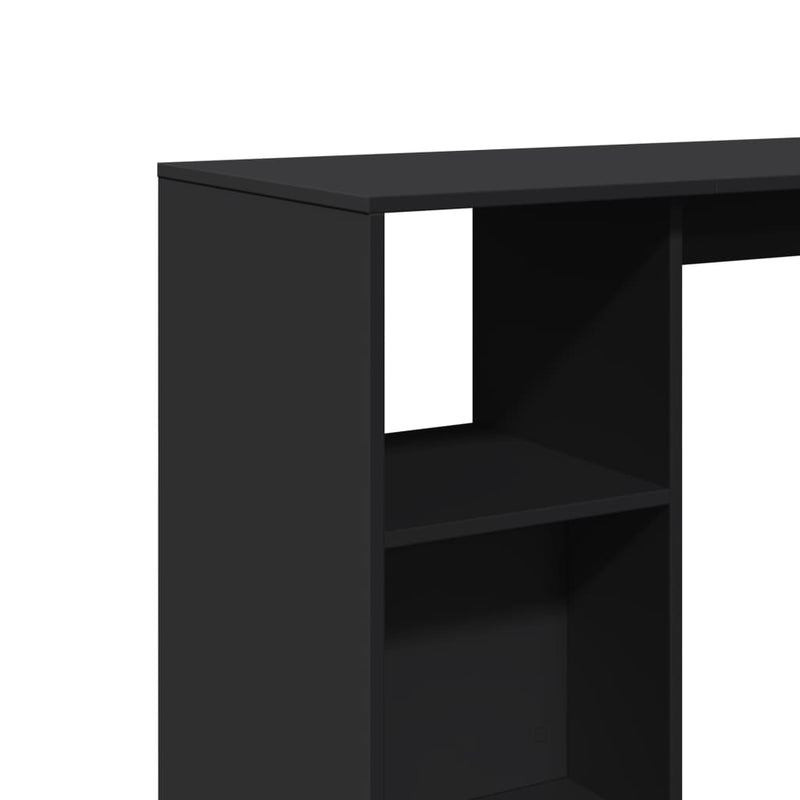 vidaXL fekete szerelt fa bárasztal polccal 124 x 46 x 103,5 cm