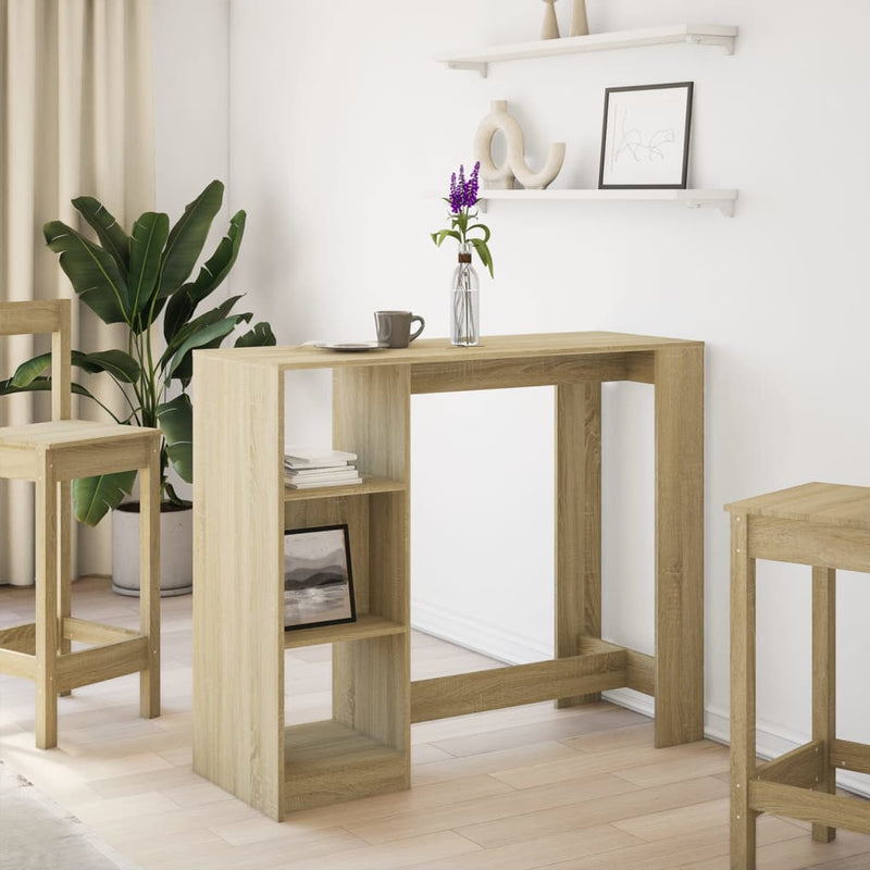 vidaXL sonoma tölgy színű szerelt fa bárasztal polccal 124x46x103,5 cm
