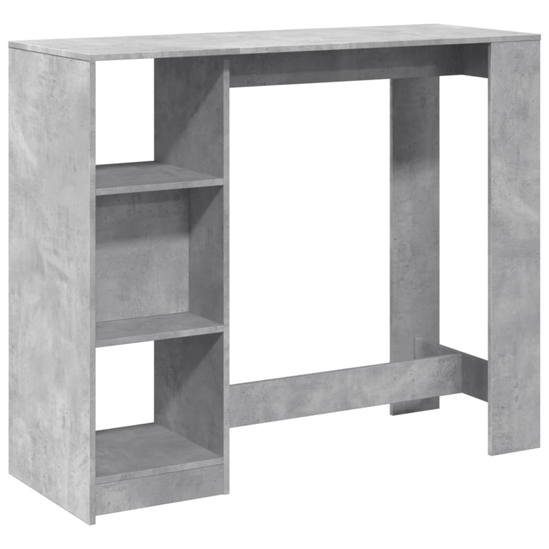 vidaXL betonszürke szerelt fa bárasztal polccal 124 x 46 x 103,5 cm