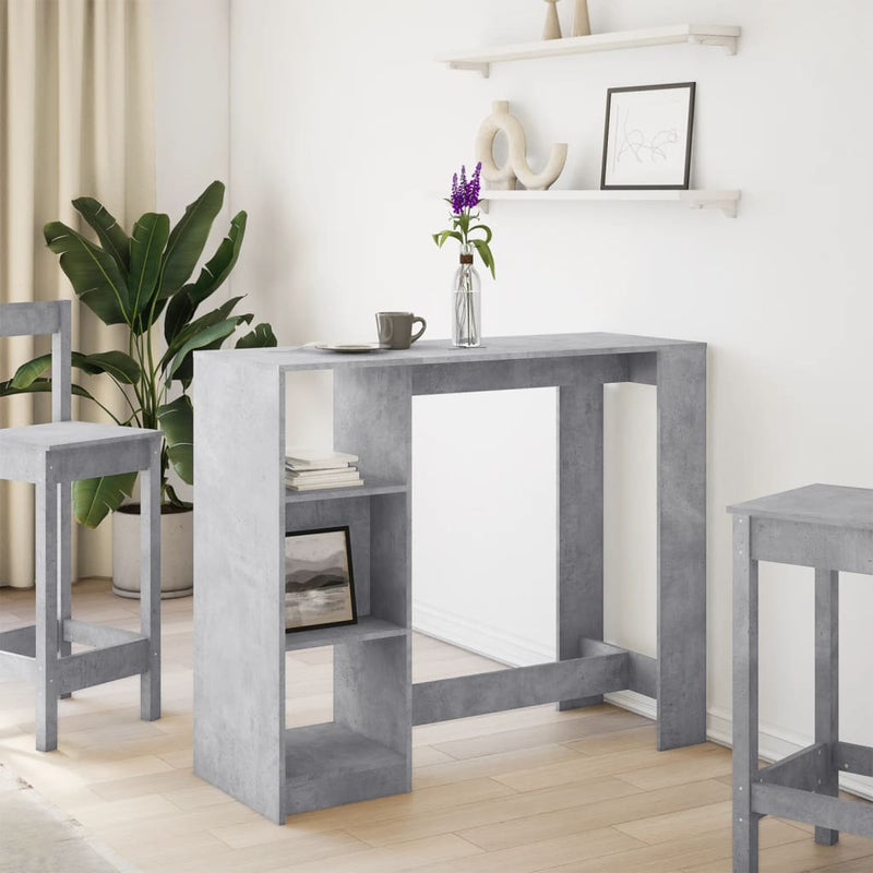 vidaXL betonszürke szerelt fa bárasztal polccal 124 x 46 x 103,5 cm