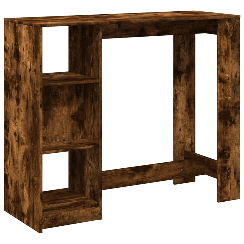 vidaXL füstös tölgy színű szerelt fa bárasztal polccal 124x46x103,5 cm