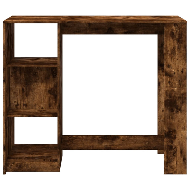 vidaXL füstös tölgy színű szerelt fa bárasztal polccal 124x46x103,5 cm