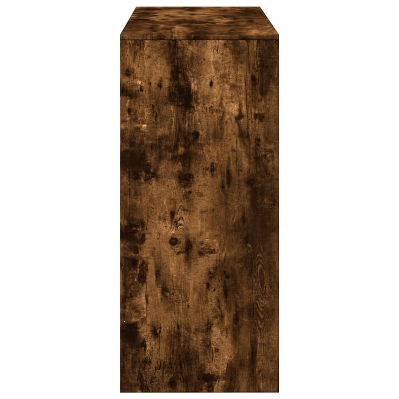 vidaXL füstös tölgy színű szerelt fa bárasztal polccal 124x46x103,5 cm