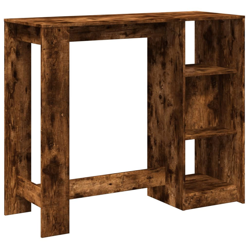 vidaXL füstös tölgy színű szerelt fa bárasztal polccal 124x46x103,5 cm
