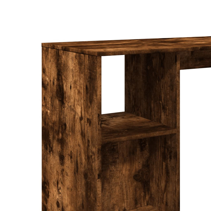 vidaXL füstös tölgy színű szerelt fa bárasztal polccal 124x46x103,5 cm