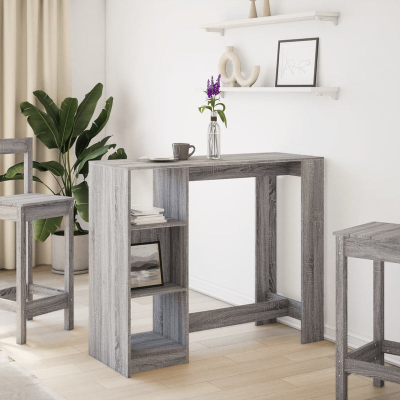 vidaXL szürke sonoma szerelt fa bárasztal polccal 124 x 46 x 103,5 cm