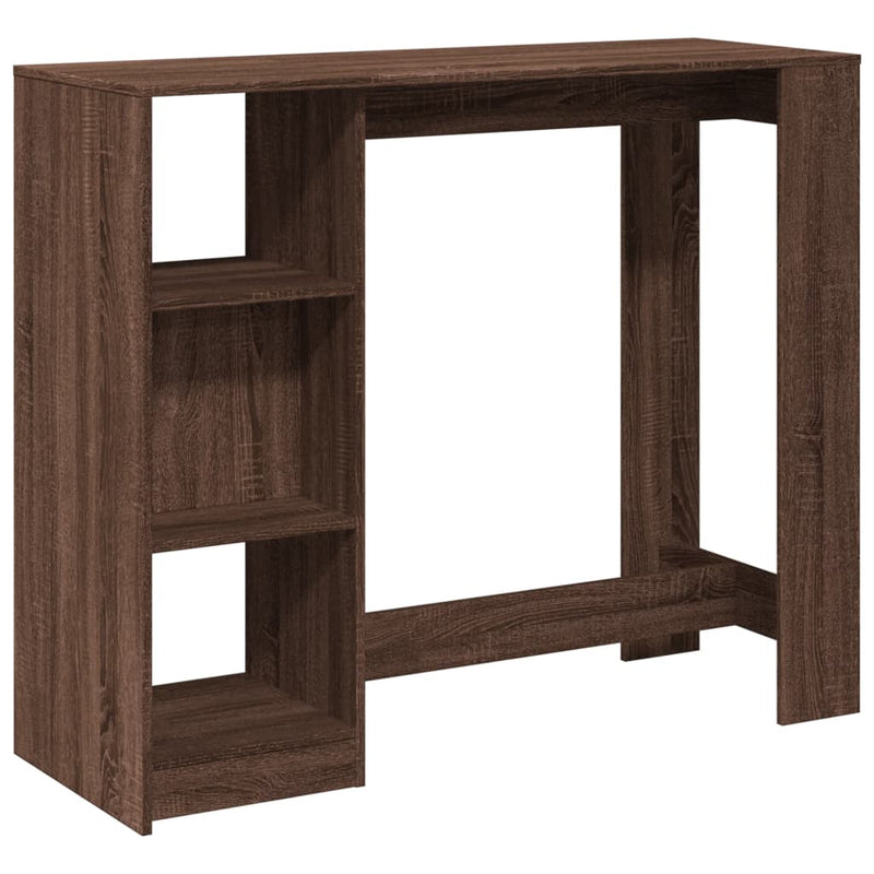 vidaXL barna tölgy színű szerelt fa bárasztal polccal 124x46x103,5 cm
