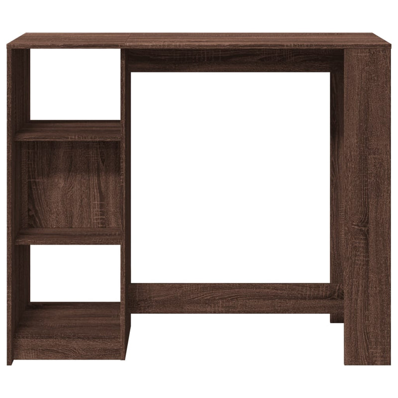 vidaXL barna tölgy színű szerelt fa bárasztal polccal 124x46x103,5 cm