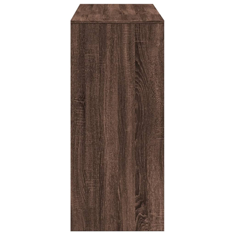 vidaXL barna tölgy színű szerelt fa bárasztal polccal 124x46x103,5 cm