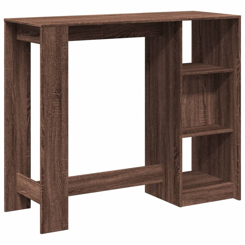 vidaXL barna tölgy színű szerelt fa bárasztal polccal 124x46x103,5 cm