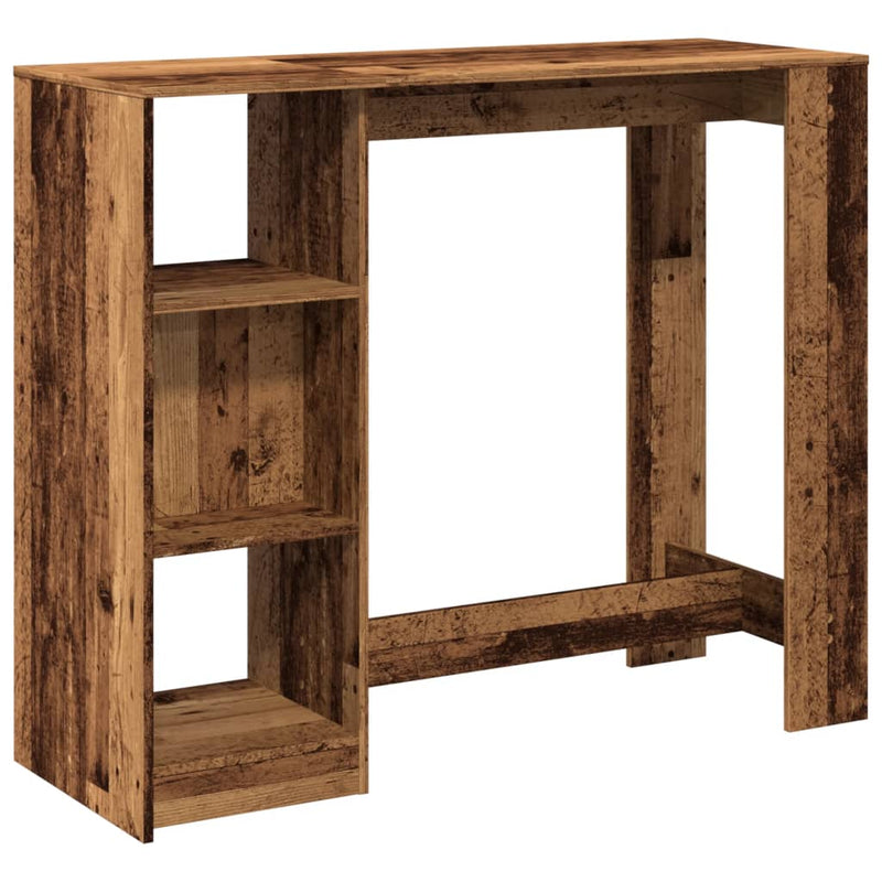 vidaXL antik fa színű szerelt fa bárasztal polccal 124 x 46 x 103,5 cm