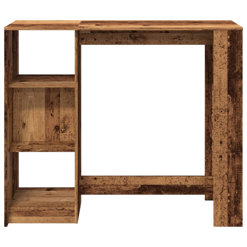 vidaXL antik fa színű szerelt fa bárasztal polccal 124 x 46 x 103,5 cm