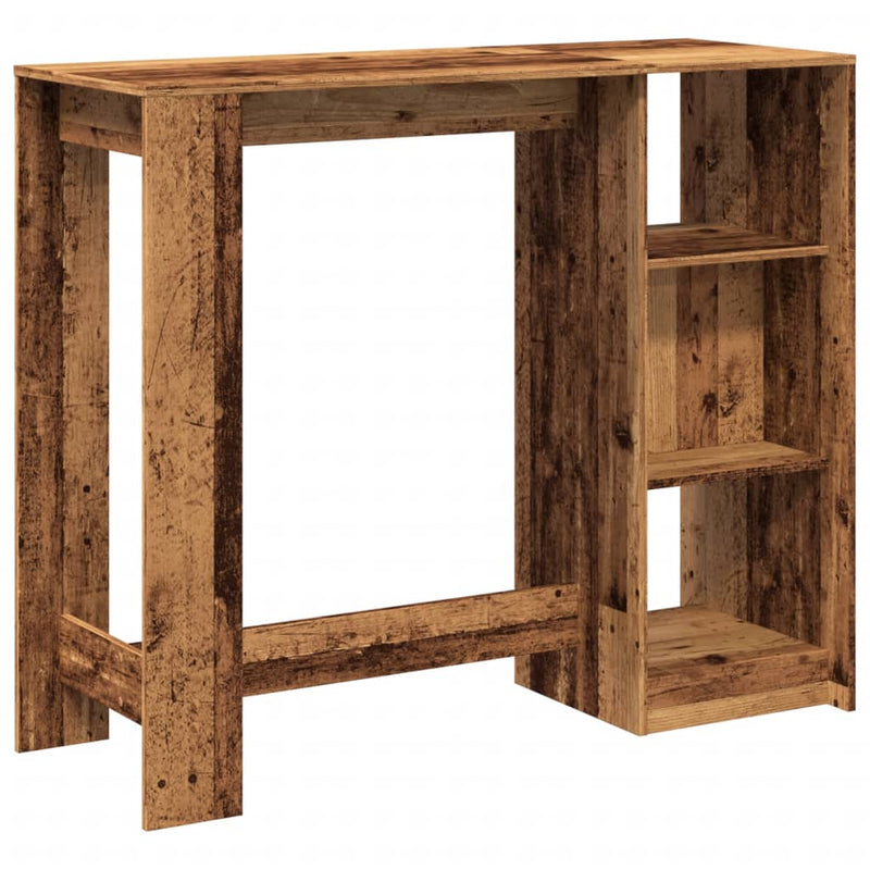 vidaXL antik fa színű szerelt fa bárasztal polccal 124 x 46 x 103,5 cm