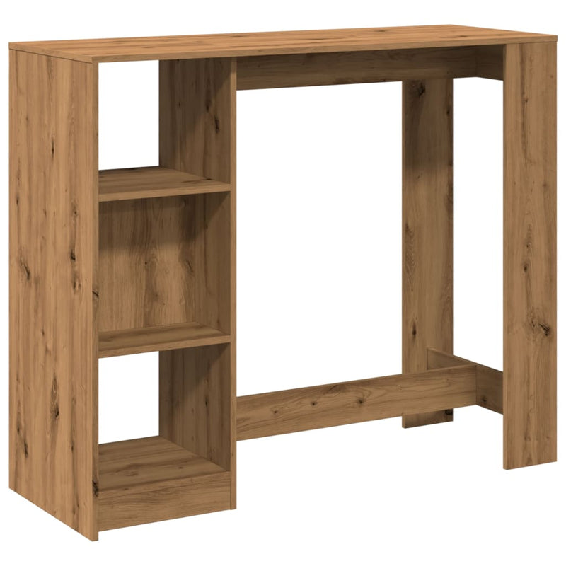 vidaXL kézműves tölgy szerelt fa bárasztal polccal 124 x 46 x 103,5 cm