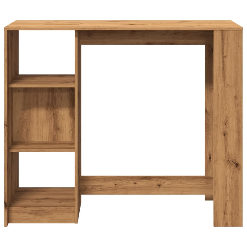 vidaXL kézműves tölgy szerelt fa bárasztal polccal 124 x 46 x 103,5 cm