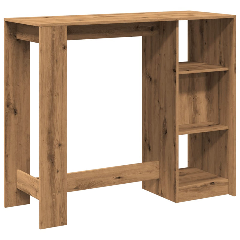 vidaXL kézműves tölgy szerelt fa bárasztal polccal 124 x 46 x 103,5 cm