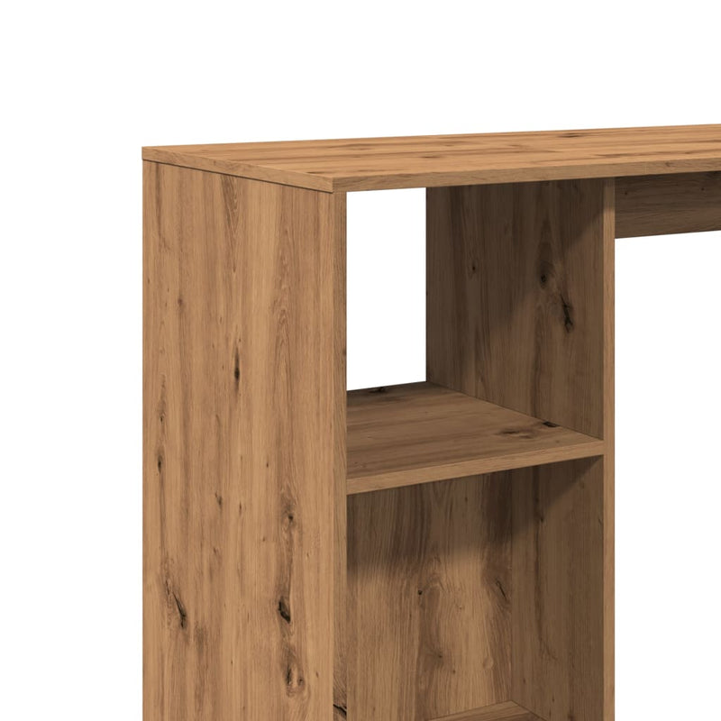 vidaXL kézműves tölgy szerelt fa bárasztal polccal 124 x 46 x 103,5 cm
