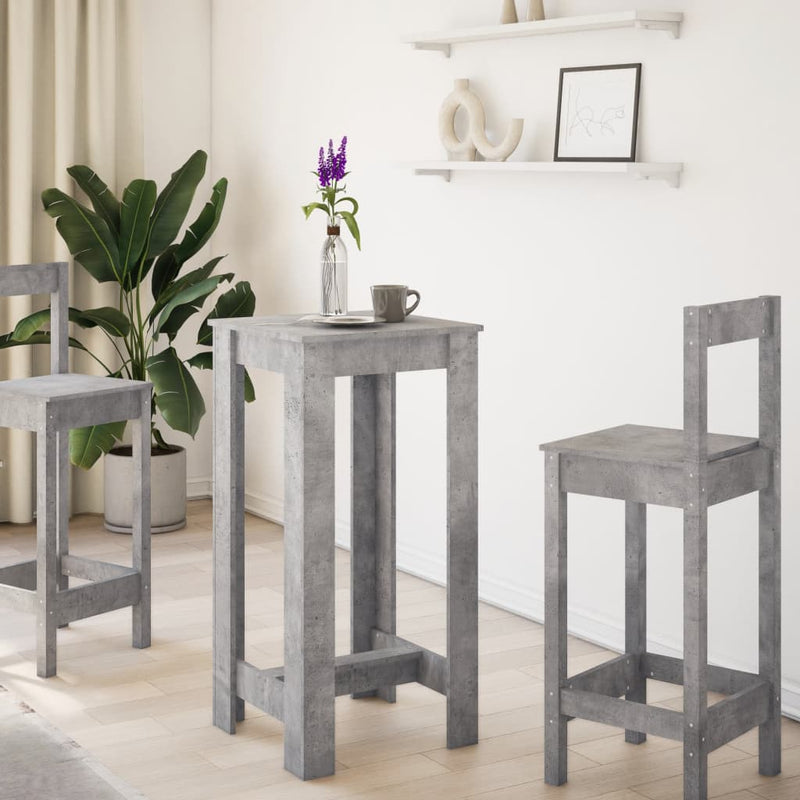 vidaXL betonszürke szerelt fa bárasztal 51 x 50 x 103,5 cm
