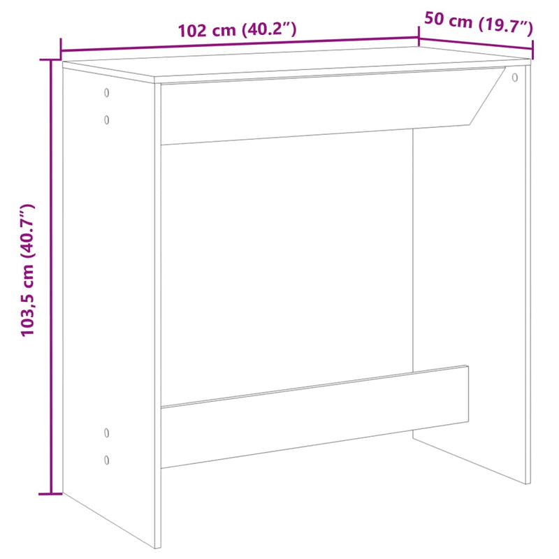 vidaXL betonszürke szerelt fa bárasztal 102 x 50 x 103,5 cm