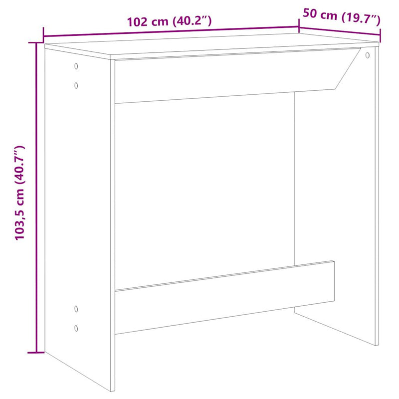 vidaXL füstös tölgy színű szerelt fa bárasztal 102 x 50 x 103,5 cm