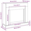 vidaXL betonszürke szerelt fa kandallóburkolat 100 x 30 x 87,5 cm