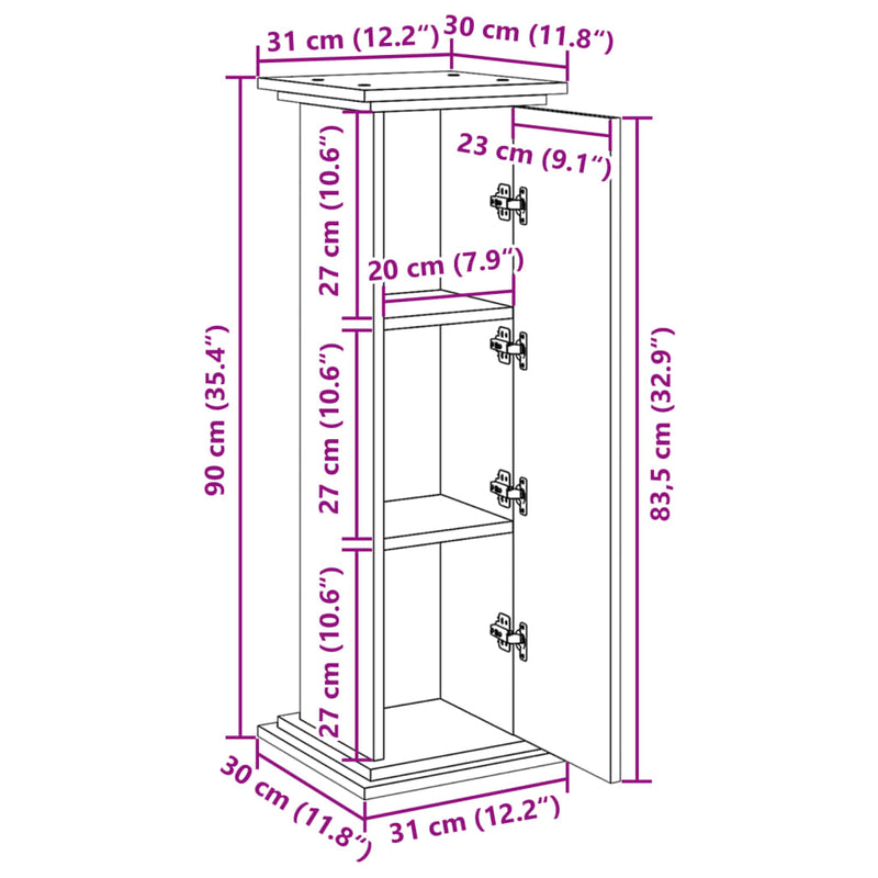 vidaXL betonszürke szerelt fa bemutatóállvány tárolóval 31x30x90 cm