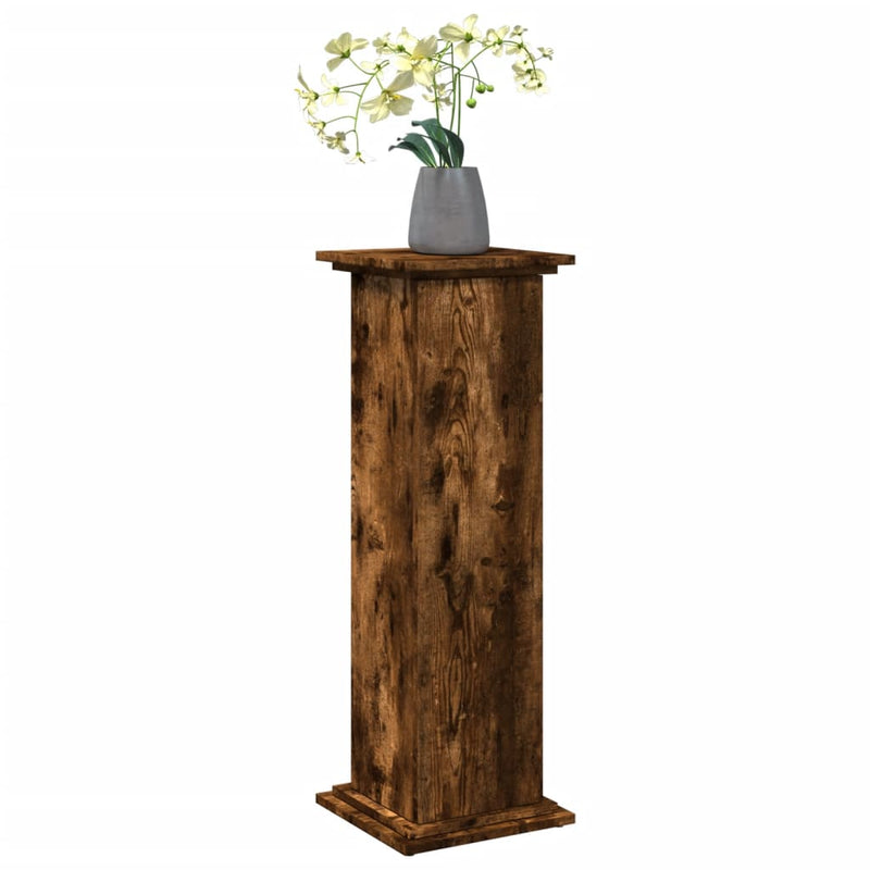 vidaXL füstös tölgy szerelt fa bemutatóállvány tárolóval 31x30x90 cm