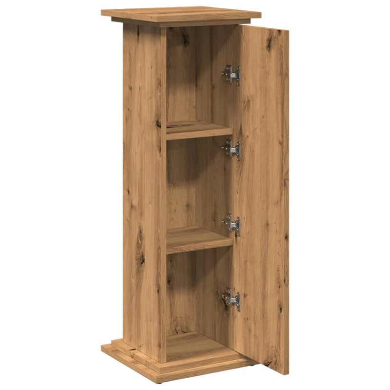 vidaXL kézműves tölgy szerelt fa bemutatóállvány tárolóval 31x30x90 cm