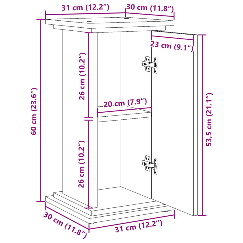 vidaXL betonszürke szerelt fa bemutatóállvány tárolóval 31x30x60 cm