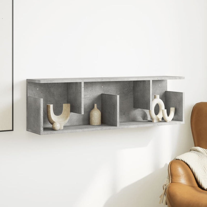 vidaXL betonszürke szerelt fa faliszekrény 100 x 20 x 30 cm