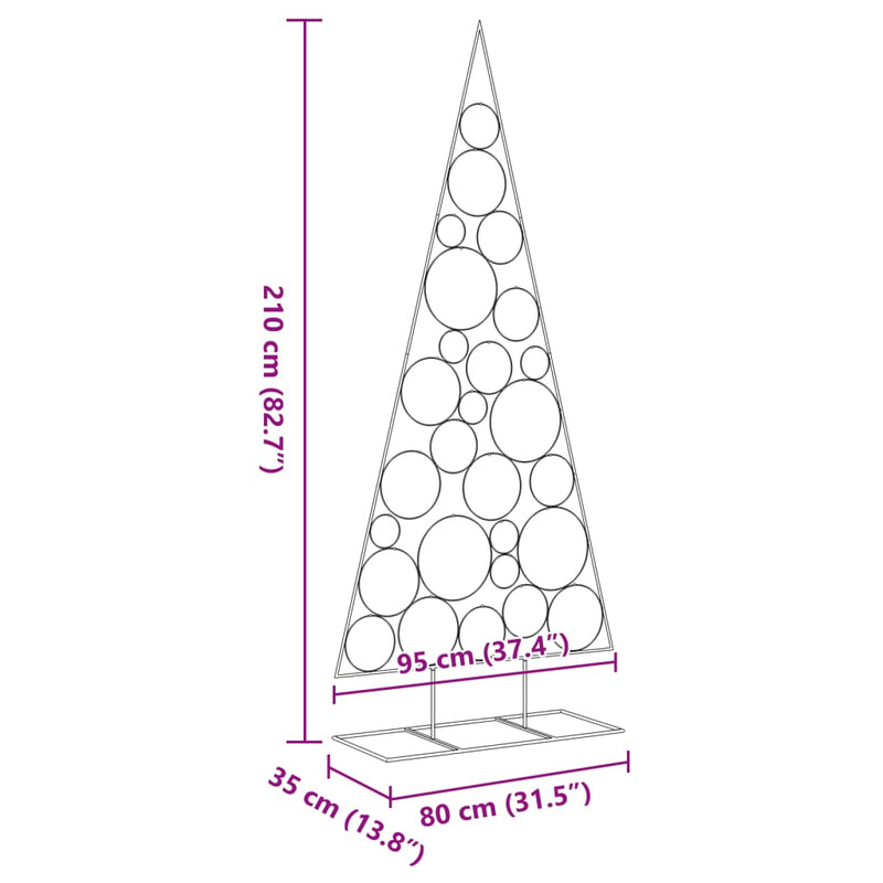 vidaXL fekete fém karácsonyfa dekorációhoz 210 cm