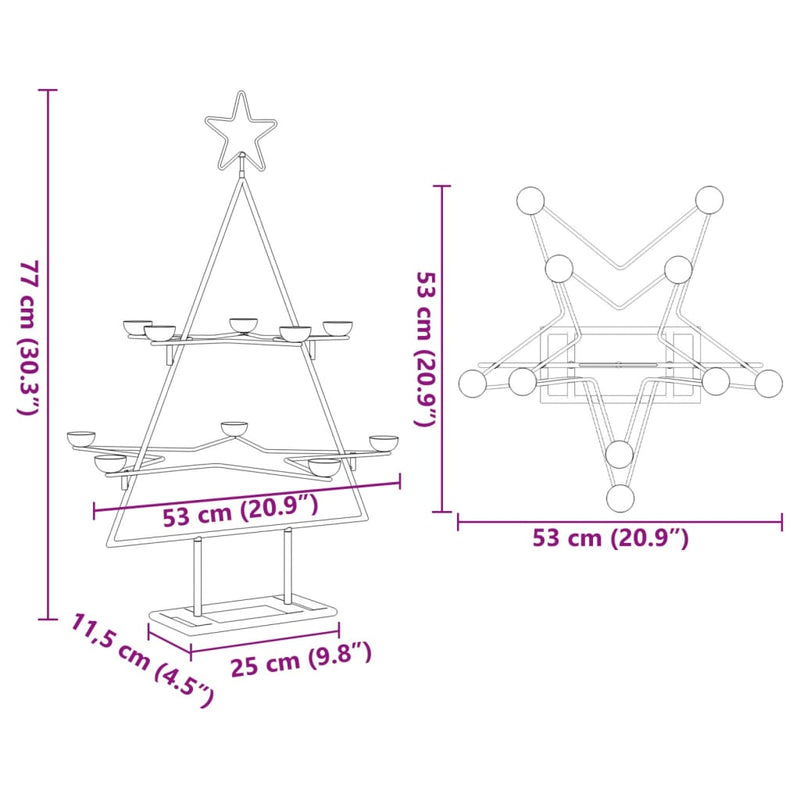 vidaXL fekete fém karácsonyfa dekorációhoz 75 cm