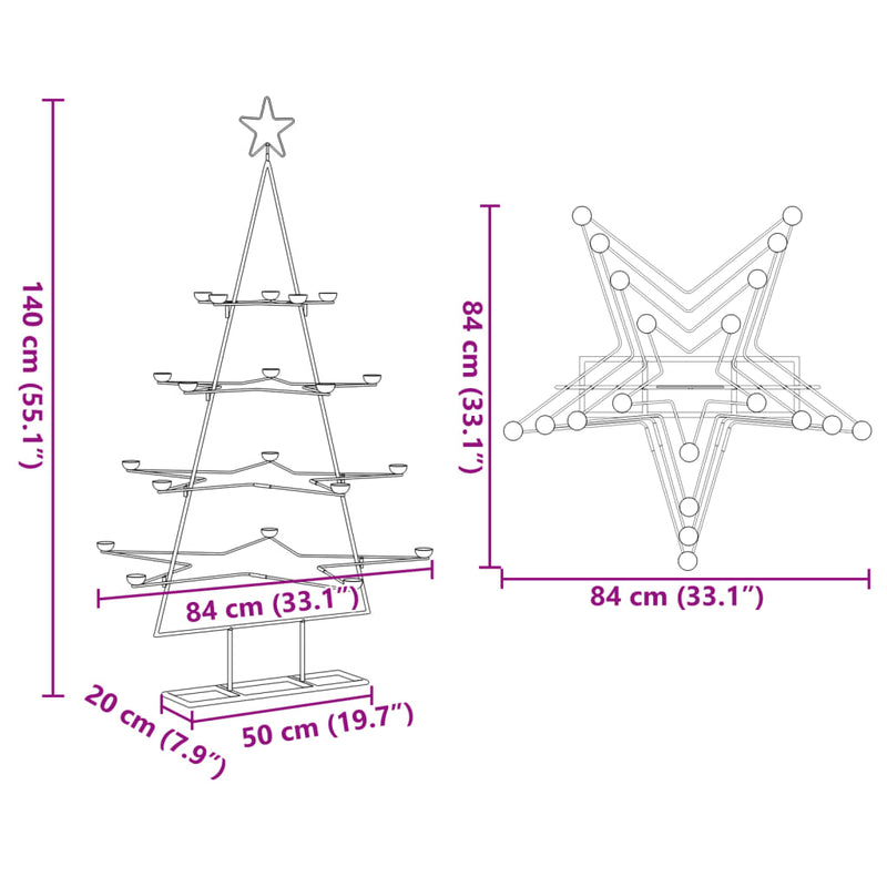 vidaXL fekete fém karácsonyfa dekorációhoz 140 cm