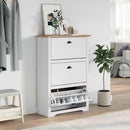 vidaXL cipőállvány "BODO" Fehér és barna 80x35x118 cm