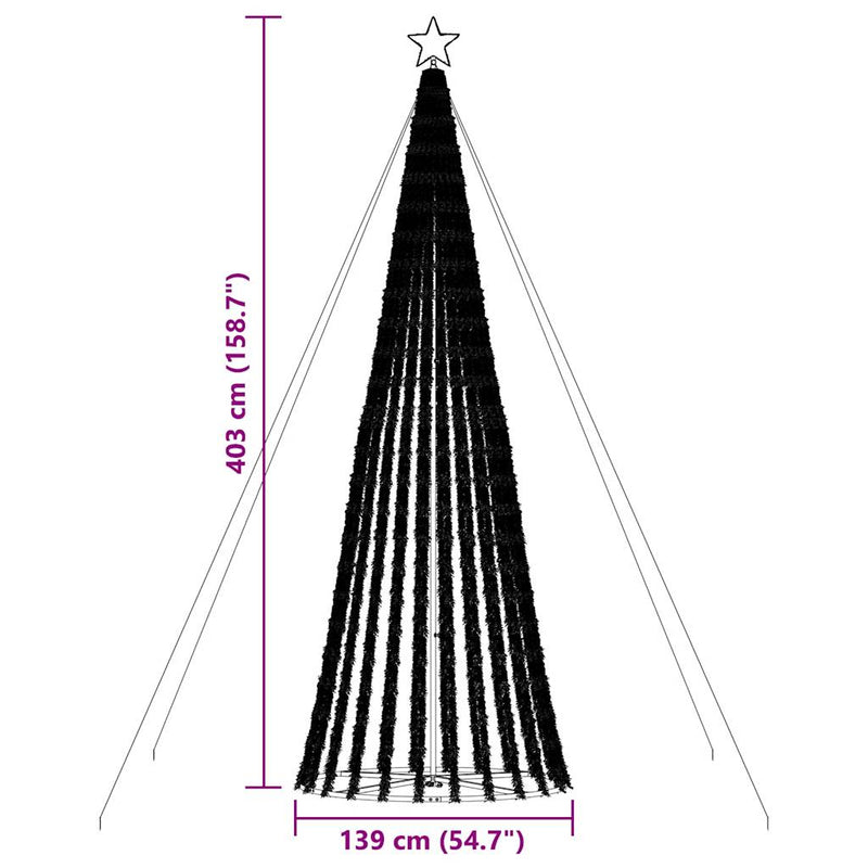 vidaXL színes fehér karácsonyfa fénykúp 1028 LED-del 403 cm