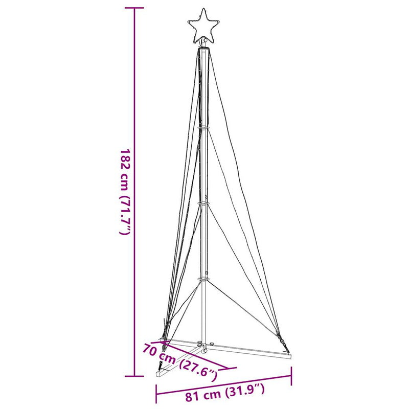 vidaXL meleg fehér karácsonyfa fénykúp 363 LED-del 182 cm