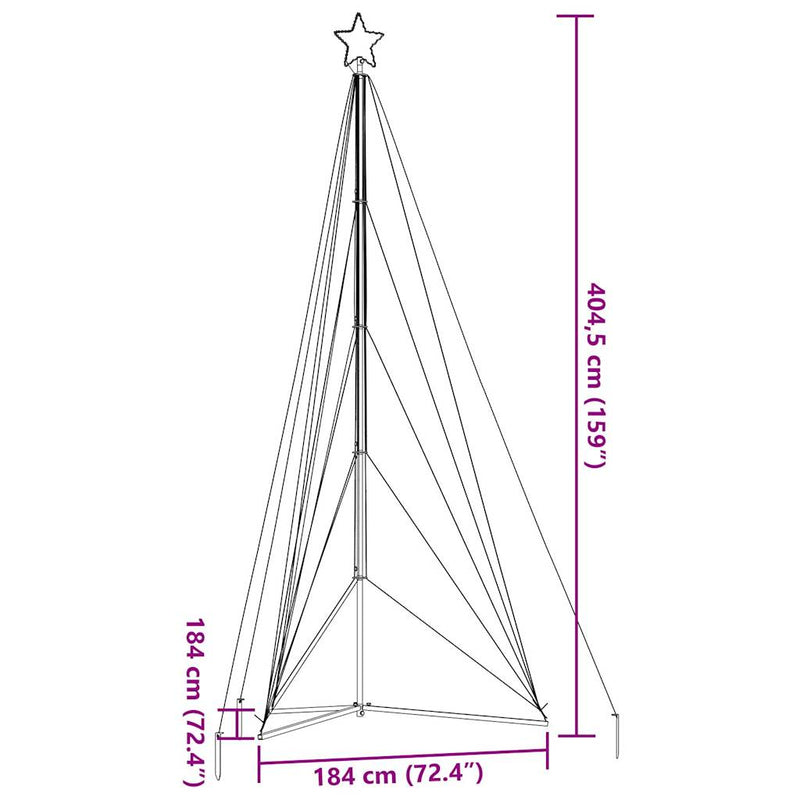 vidaXL hideg fehér karácsonyfa fénykúp 615 LED-del 404,5 cm