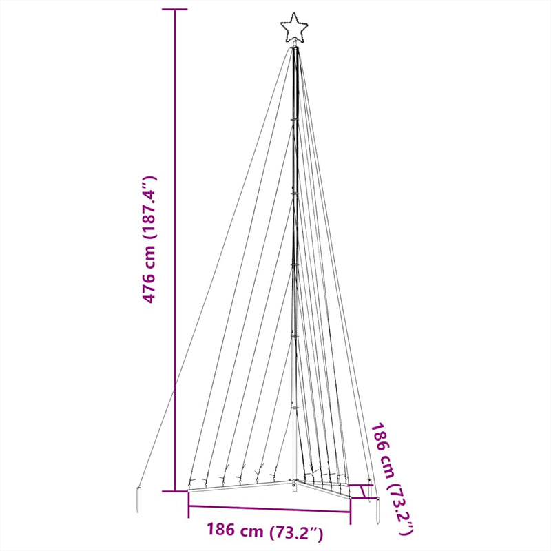 vidaXL meleg fehér karácsonyfa fénykúp 789 LED-del 476 cm