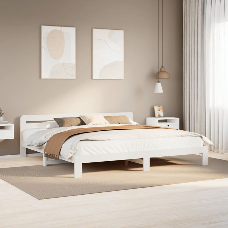 vidaXL fehér tömör fenyőfa ágy matrac nélkül 200 x 200 cm