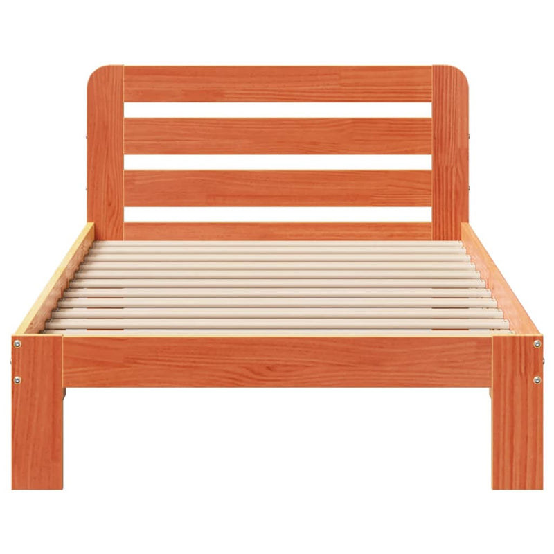 vidaXL viaszbarna tömör fenyőfa ágy matrac nélkül 90 x 190 cm