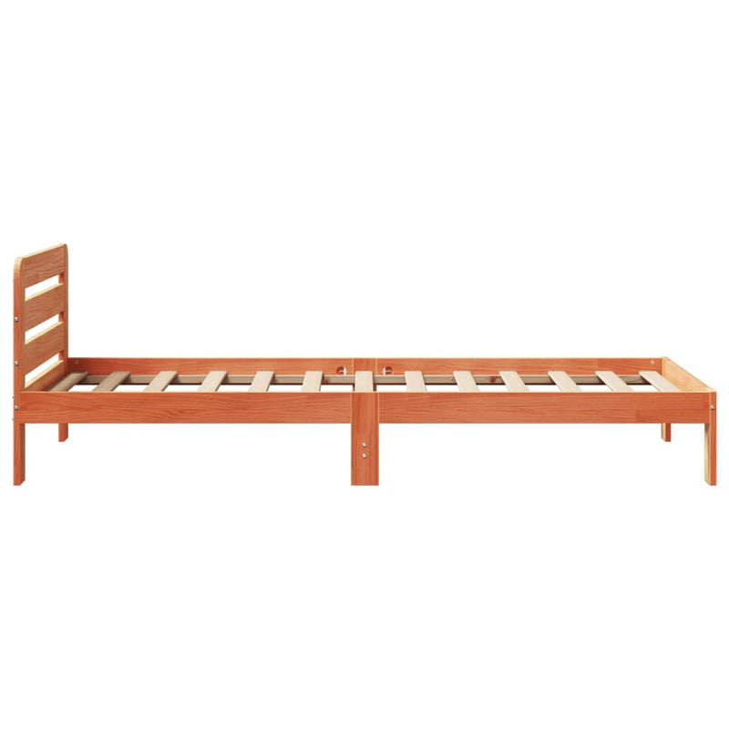 vidaXL viaszbarna tömör fenyőfa ágy matrac nélkül 90 x 190 cm