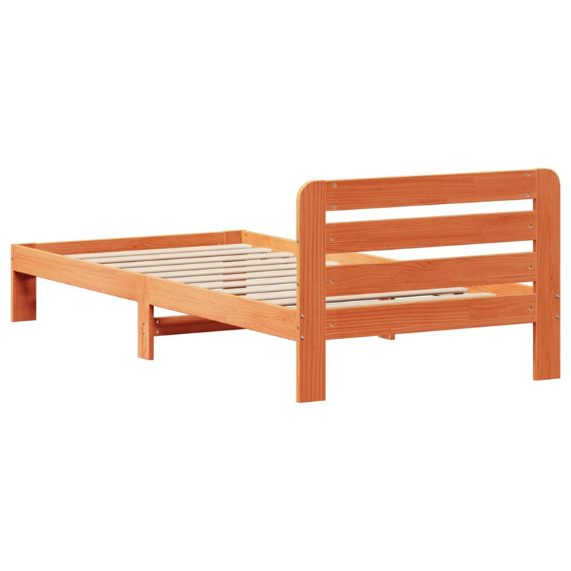 vidaXL viaszbarna tömör fenyőfa ágy matrac nélkül 90 x 190 cm