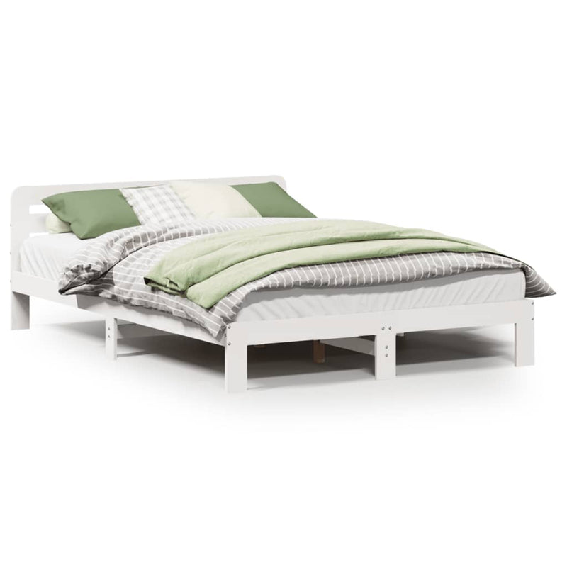 vidaXL fehér tömör fenyőfa ágy matrac nélkül 140x190 cm